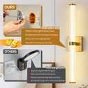 Modern Gold LED Wall Sconce with 3 Color Temperatures, Slim Vertical Linear Wall Light for Bedroom Bedside Living Room Staircase Bathroom