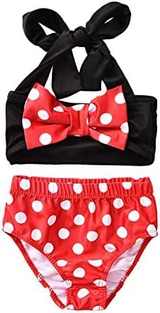 Aalizzwell Baby Girl Bathing Suit, Toddler Girls Two Piece Swimsuit Halter Top Bikini Bottoms Swimming Suit, Size 70