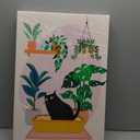 3pcs Black Cat Bathroom Canvas Wall Art Funny Cute Vintage Cats Wall Decor Pictures Green Plants Black Cat Posters Prints for Bathroom Toilet Decoration Ready To Hang