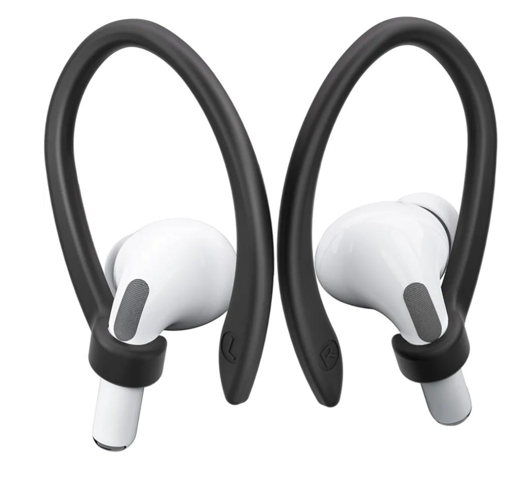 2 Pairs AirPods Ear Hooks for AirPods Pro 2, AirPods Pro, AirPods 4, 3, 2 & 1, Upgraded Anti Slip Sports Clip Hooks for AirPods 1, 2, 3, 4,Pro, Pro 2 – Black