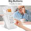 Expandable Cordless Phone with 1.8inch LCD 3 Lines Display Support 5 Handsets Connection 13 Shortcut Keys Call Block Hands-Free Calls Function 16 Languages with Big Buttons for Office Family