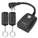 DEWENWILS Outdoor Wireless Remote Outlet, 2-in-1 Individual Control Sockets, 2 Independent Control Sockets Weatherproof Remote Control Switch, 15A Heavy Duty with 2 Remote for Lights