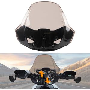 Front Windshield for Can-Am Ryker All Models, 3" Dark Tinted Adjustable Wind Deflector Hard Coated Windscreen for Can Am Ryker 900 600 Sport Rally Accessories, Replace # 219401023, 219400771