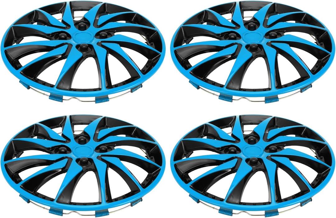 4Pcs Clip-On Universal Car Wheel Rim Hub Cover Wheel Hub Caps for Car Pickup Truck SUV Wheel Skins Decorative Plastic Blue Black R14 / 14 Inch