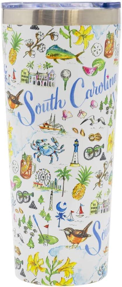Boston International Rosanne Beck State Collection Stainless Steel Travel Tumbler with Lid, 22-Ounces, South Carolina
