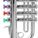 Toyvian Kids Trumpet Realistic Plastic Toy with Color Keys Educational Musical Instrument for Children S Music Learning and Creative Play 14.56In Length