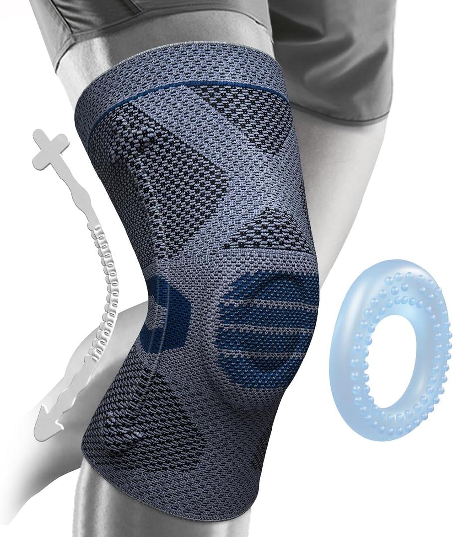 NEENCA Professional Knee Brace for Pain Relief, Medical Knee Compression Sleeve, Knee Support with Horizontal Knit Tech for Meniscus Tear, ACL, Arthritis, Joint Pain, Runner, Workout (X-Large, Upgraded Version - Navy Blue)