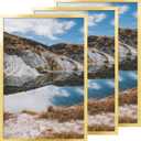 QDSSDECO 24" x 36" Poster Frame with Wood and Plexiglass, 3 Pack Gold, 24"x36"3pk
