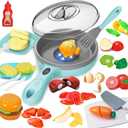 Kids Play Kitchen Accessories with Light & Sound, Play Food Set for Kids Kitchen, Pretend Food Play Toys with Pots & Pans,Kitchen Toys with 11pcs Cutting Toy Food, Gifts for 3 4 5 Years Old Girls Boys