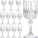 7OZ Plastic Glasses, Disposable Goblets Drinking Glasses Crystal Vintage Water Cups Unbreakable Champagne for Valentines Day, Wedding, Parties (12, Clear) (Transparent)