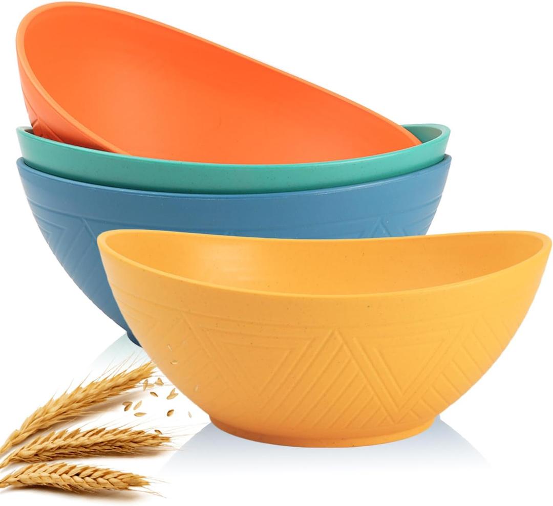 Homienly 9.6 inch Serving Bowls, Large Serving Dishes for Wedding Parties, 60 OZ Centerpiece Serving Bowls for Salad, Popcorn, Pasta, Dinner, Oval Shape, Microwave & Dishwasher Safe, Set of 4, Multi