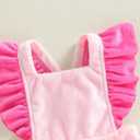 Toddler Baby Girl Valentines Day Outfit Ruffle Sleeveless Heart Plush Suspender Dress Backless Playwear 6M-4T