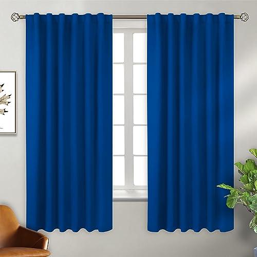 BGment Rod Pocket and Back Tab Blackout Curtains for Bedroom - Thermal Insulated Room Darkening Curtains for Living Room, 2 Window Curtain Panels (52 x 63 Inch, Classic Blue)