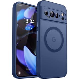 CANSHN Magnetic for Google Pixel 9 Pro XL Case(6.8 Inch), Upgraded [Full Camera Protection] [Compatible with Magsafe] [Translucent Matte] Shockproof Protective Phone Cover, Deep Blue