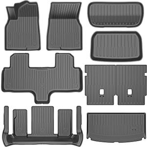 Pawtein All Weather Floor Mats Compatible with Tesla Model YL 6 Seater Accessories 2026-2027 9PCS TPE Odorless Floor Mats Set with Cargo Backrest Frunk Trunk Mats