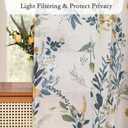MYSKY HOME Floral Linen Curtains 84 Inch Long Set of 2 for Living/Dining Room Semi Sheer Light Filtering Farmhouse Flower Patterned Back Tab Drapes, Yellow and Blue, W50 Each Panel