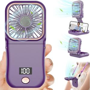 Portable Fan Rechargeable,Personal Fan Handheld Fan,180Foldable Cooling Fan Mini Desk Fans Small Quiet Table Fan,Battery Operated Fan USB Small Fans as Lash Fan/Eyelash Fan for Womens Girls (Purple)