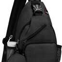 Convertible Sling Bag with Coin Pocket, 11" Tablet Crossbody Mini Backpack with Headphone Jack Casual Pack for Women Men Travel, Black (Large)