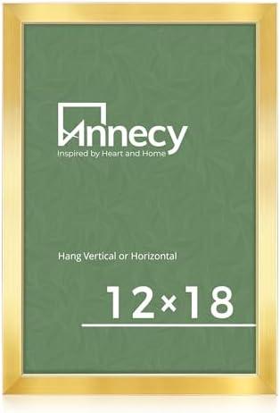 Annecy 12x18 Picture Frame Gold（1 Pack）, 12x18 Frame for Wall Decoration, Classic Gold Minimalist Style Suitable for Decorating Houses, Offices, Hotels
