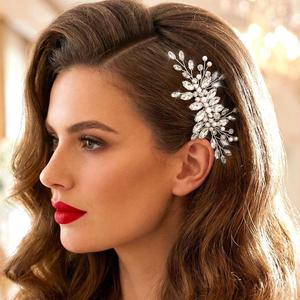 HEREAD Rhinestone Bride Wedding Hair Comb Silver Crystal Bridal Hair Pieces Pearl Hair Accessories for Women (Silver)