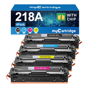 218A 4 Pack High Yield Toner Cartridges Replacement for HP 218A W2180A 218X Works with Color Laserjet Pro 3201dw MFP 3301cdw 3301fdw 3301sdw Printer （B/C/M/Y | HP 218A Toner Cartridges(NO CHIP)