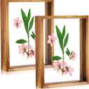 Yalikop 2 Pcs 5 x 7 Floating Picture Frames Wooden Pressed Flower Frame Double Acrylic Rustic Artwork Wall and Tabletop Display Photo, Gift for Family Friends Wedding DIY Gifts