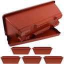 GRADENEVE 6pcs Rectangular Plastic Planters Set for Indoor Outdoor Gardening, Medium 43cm Flower Pots with Drainage, Brick Red Vegetable and Succulent Plant Containers for Balcony and Home