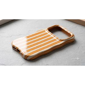ZIYE Wave Design for iPhone 16 Pro Case, Orange Vertical Striped Line Pattern for Women Girls Men, 2 in 1 Shockproof Bumper Scratch Resistant Protective Cover
