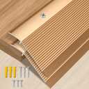 Raytano 2Pack 36in Aluminum Floor Transition Strip for Threshold Height 0.4-1.6", Metal Reducer Moulding Door Threshold for Tile Wood Carpet Laminate Vinyl Flooring, Size 36"×4"×0.35"(Gold,2pcs)