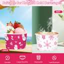 120Pcs Winter Pink Ice Cream Cups 12 oz Disposable Snowflake Snowman Elk Gift Paper Dessert Snack Bowls Winter Food Yogurt Containers for Hot or Cold Food Soup Candies Xmas Holiday Party Supplies
