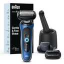 Braun Electric Shaver for Men, Series 6 6177cc, Wet & Dry Shave, Turbo & Gentle Shaving Modes, Foil Shaver, Blue (5 Piece Set)