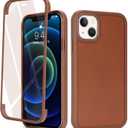 for iPhone 13 mini Case with Built-in Screen Protector & Full Body Protective,for Apple iPhone 13 mini Phone Cases for Men Women Girl-Brown
