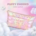 Hiroyuki Iridescent Makeup Bag, 14 inches Cosmetic Bag, Large Capacity Travel-Friendly Pouch (plain, pink)