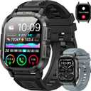 Smart Watch for Men Fitness Tracker: Make/Answer Call Military Smart Watches for Men Digital Mens Watches Running Waterproof Smartwatch Android Phones iPhone Samsung Compatible Heart Rate Monitor (Black)