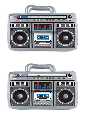 Beistle Inflatable Boom Boxes – 2 Pack, Retro 80s-Style Radio Props for Throwback Parties, Hip Hop Dance Events, Music-Themed Celebrations, DJ Booth Décor, and Photo Booth Accessories, 11" x 16"