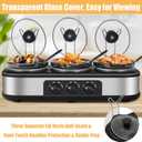 Triple Slow Cooker, 3×1.5 QT Buffet Servers and Warmers, 3 Pots Buffet Slow Cooker Adjustable Temp Lid Rests Stainless Steel Manual Silver for Parties Holidays Families, 4.5 Quarts