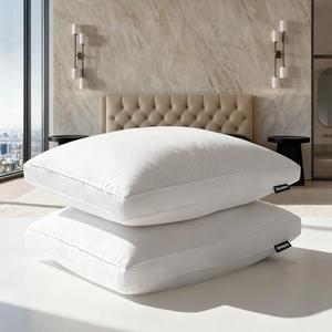 Beautyrest Goose Feather Down Fiber Gusseted Pillows, Firm Hotel Pillow Luxury Bed Pillows, 100% Cotton Cover, Queen/Jumbo Size Set of 2