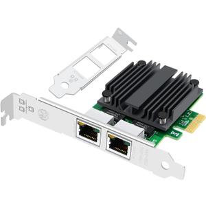 Buacoz 2.5G Dual Port Gigabit Network Card,with Intel I225 Chip LAN NIC Card, 2500M Gigabit Dual RJ45 Ports Ethernet Server Adapter Support Windows 11/10 Windows Server 2022