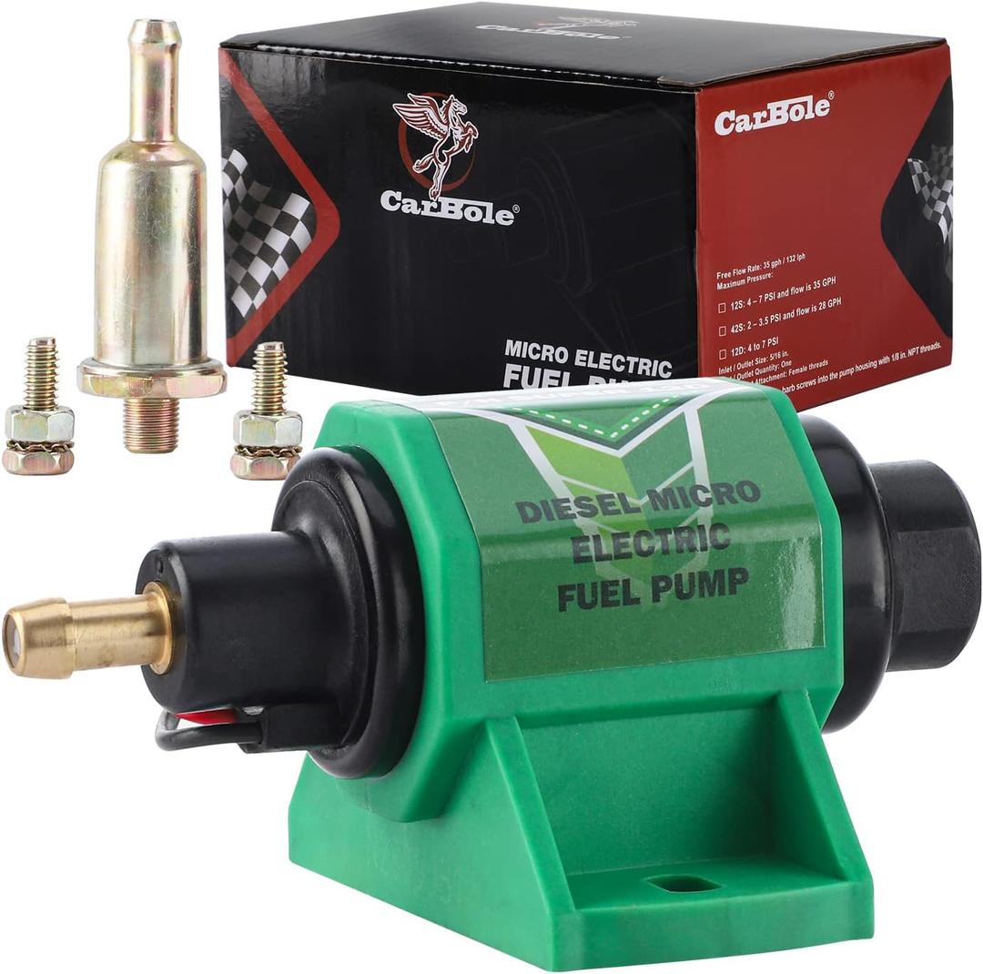 CarBole Universal 12 Volt Electric Fuel Pump 5-9 PSI, 35GPH, Super 12D for Diesel Engines