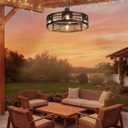 LEDIARY 22" Outdoor Ceiling Fans with Light, Waterproof Gazebo Fan with Hanging Hook, Plug in Ceiling Fan with Remote,Caged Ceiling Fan with 6 Speed Timer for Patio, Porch, Pergola, Black