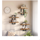 HOOBRO Floating Shelves, 15 Inch Wall Shelf Set of 3, Wall Mounted Storage Shelves 2-Tier, Hanging Bathroom Shelves, for Living Room, Bedroom, Bathroom, Kitchen, Rustic Brown and Black BF32BJP301