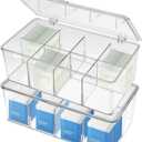 Modern Transparent 2-Pack Tea Storage Organizer with 8 Compartments & Lid, Tea-Bag Box Organizer, 10.8x6.5x3.7"