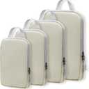 WOOMADA Compression Packing Cubes for Suitcases Travel Essentials 4 Set Expandable Travel Bags Organizer for Luggage(Ivory)