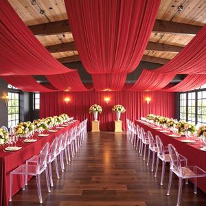 Outpain 50ftx20ft Red Backdrop Ceiling Drapes,10Panels 20ft Height Wrinkle Free Tent Draping Curtains, Fabric Drapery Ceiling Drapes for Wedding Ceremony Birthday Theme Parties with Rod Pocket