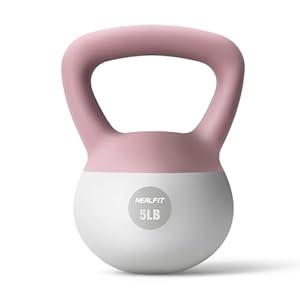NEALFIT Soft Kettlebell 5LB/ 10LB/ 15LB/ 20LB/ 25LB, Kettlebells Set Soft Kettle Bell Anti-Slip Grip Weight for Home Gym Strength Training (5LB Pink-White)