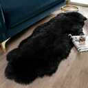 Ashler Faux Fur Rug, Black Area Rugs, Fluffy Sheepskin Fur Rug, Fuzzy Ultra Soft 2 x 6 Ft Rugs, Machine Washable Shag Rug, Nursery Throw Rugs for Bed, Living, Kids Room
