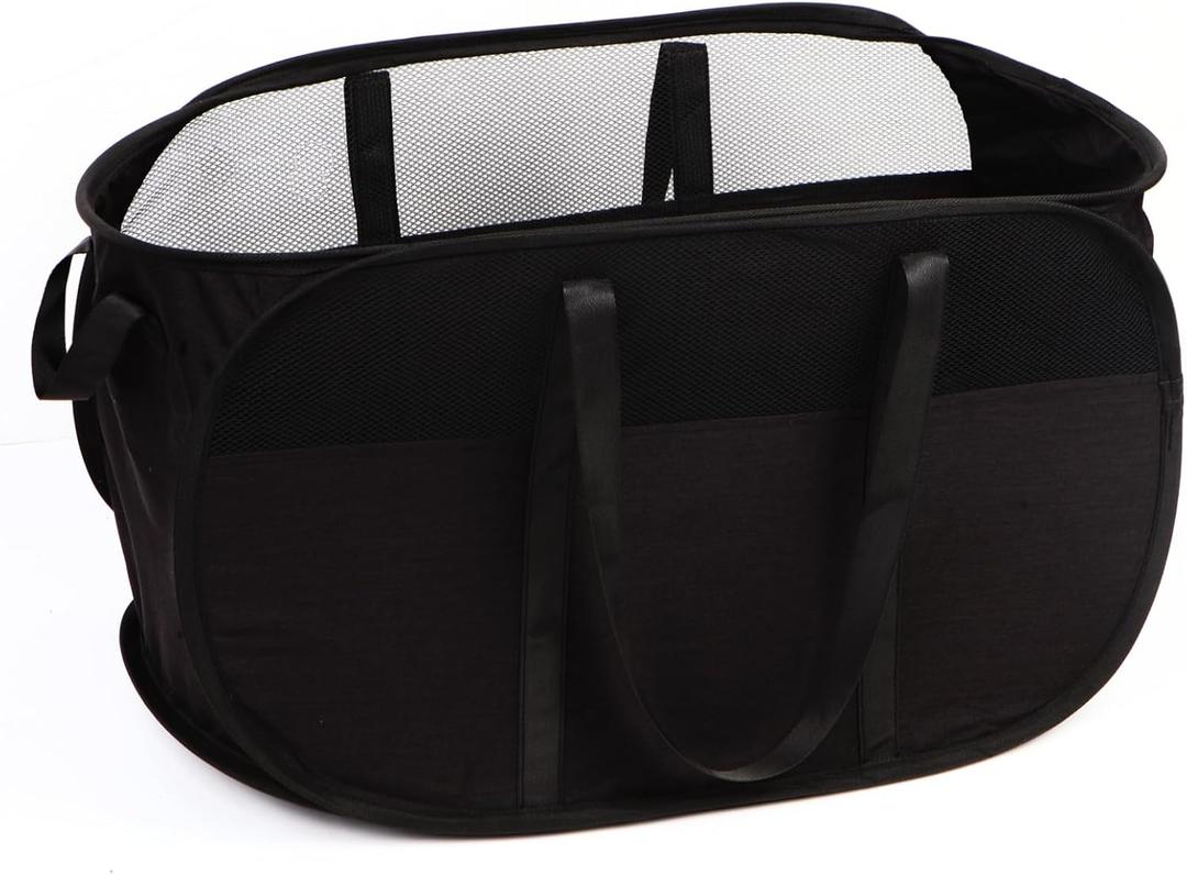 Collapsible Laundry Baskets, Tear Proof Pop Up Laundry Hamper with Dual Handles, Durable Foldable Laundry Basket, Easy to Carry Laundry Hamper for Home, Laundry Room, Bedroom, Dorm, Travel Black