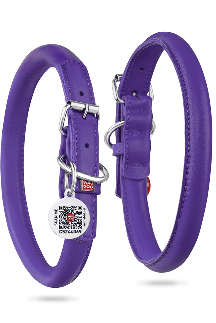 WAUDOG Ultra Soft Rolled Leather Collar - Soft Padded for Small, Medium, and Large Dogs - Puppy Collar for Male and Female Dogs
