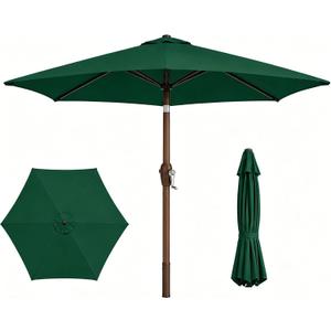 Patio Kingdom 7.5ft Patio Umbrella, Outdoor Table Market Umbrella with Smooth Crank Lift, 6 Windproof Fiberglass Ribs, UPF50+ UV Protection for Deck, Pool, Garden and Backyard, Dark Green