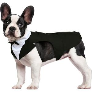 Kuoser Dog Tuxedo Dog Suit and Bandana Set, Dogs Tuxedo Wedding Party Suit, Doggy Prince Bow Tie Shirt Formal Pet Wedding Attire for Small Medium and Large Dogs Golden Retriever Samo Bulldogs (Small (pack of 2), Black)